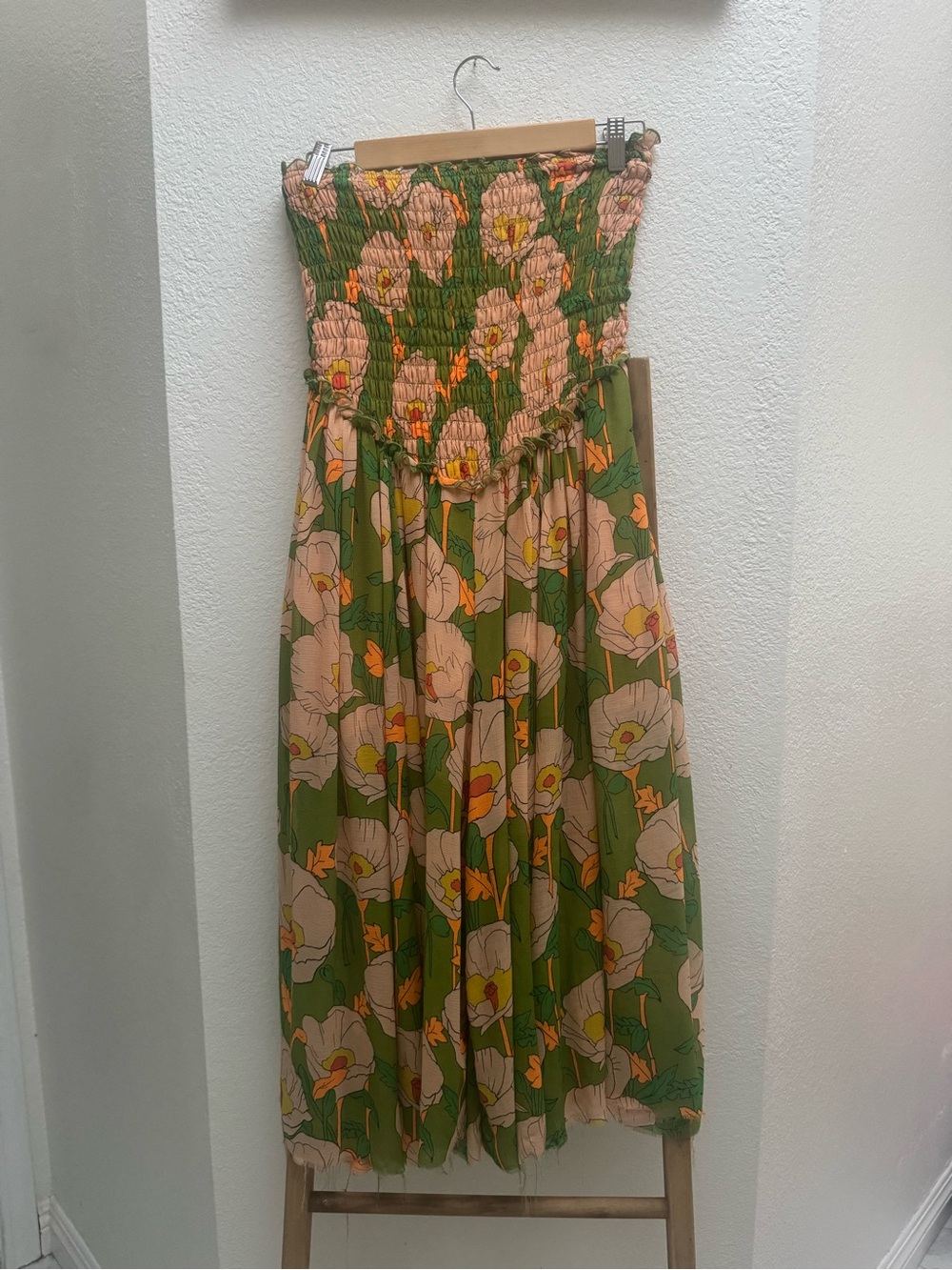 Free People Vibrant Green Floral Strapless Wide-Leg Jumpsuit - Picture 5 of 12